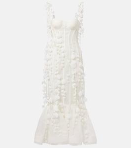 Платье миди из льна и шелка Dawning Zimmermann, Ivory