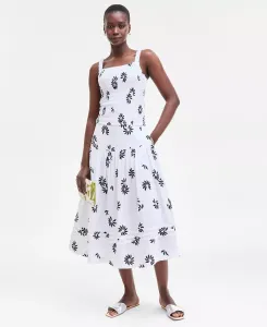 Женский топ с буфами и миди-юбкой в несколько ярусов из хлопкового муслина On 34Th, красный