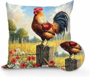 Huotupsine Декоративная подушка Outdoor Waterproof в стиле ретро с петухами, водяные цветы и животными Chocolate Firebrick