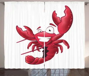 Штора ABAKUHAUS "Омар в деревенском стиле", с изображением счастливых мультяшных пинчеров, универсальная тесьма для гостиной с петлями и крючками, 280 x 225 см, цвет: темно-коралловый Abakuhaus