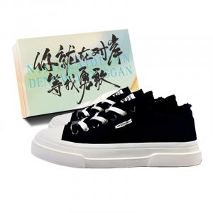 JimiXiong Мужские парусиновые туфли с низким верхом, черно-белые