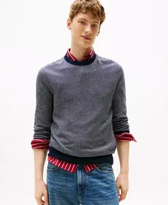 Мужской свитер-водолазка из пима-хлопка и кашемира в рубчик Tommy Hilfiger, синий