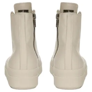 RICK OWENS RO Mega Bumper Cow Leather High top Skateboard Shoes Women's Milk White