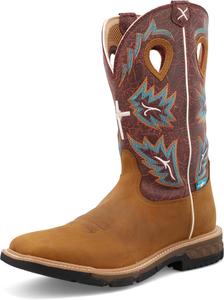 Ботинки Twisted X Men's 12 с мягким носком вестерн для работы, коричневый/бордовый/золотисто-коричневый