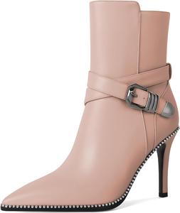 Ботильоны Zamikoo для женщин, высокие каблуки-стилеты, заостренный носок, украшены бусинами, осенние короткие ботинки с пряжкой, перекрестным ремешком и боковой молнией