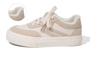 Теплые противоскользящие и износостойкие низкие кеды для скейтбординга женские бежевые Feiyue