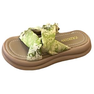 WUJI Женские резиновые шлепанцы с вышивкой противоскользящие износостойкие зеленые, цвет Green