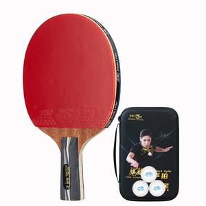 Ракетка для пинг-понга DOUBLE FISH, [qilin черный straight single racket]comes with original thickened racket bag+3 pcs competition exclusive shuttlecocks