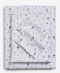 Комплект постельного белья из хлопкового сатина с принтом, 3 предмета, размер Twin Arch Studio, Mushroom