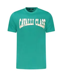 Зеленая хлопковая футболка с принтом Cavalli Class, зеленый