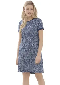 Ночная рубашка Mey с круглым вырезом и короткими рукавами, синий