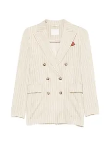 Полосатый двубортный пиджак Circolo 1901, бежевый