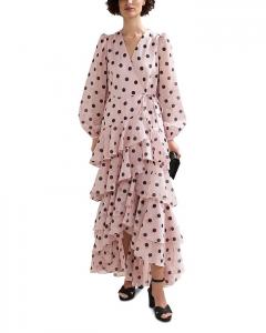 Платье с принтом в горох и рюшами Phase Eight, розовый