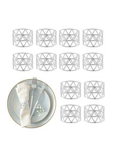 Relaxdays 12 серебряных колец для салфеток