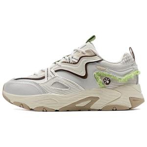 XTEP Нескользящие износостойкие низкие повседневные туфли женские пепельно-бежево-зеленого цвета