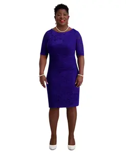 Женское облегающее платье с кружевными рукавами, стандартные и плюс размеры Kasper, синий