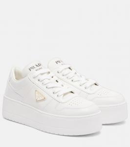 Кожаные платформенные кроссовки Downtown Bold Prada, White