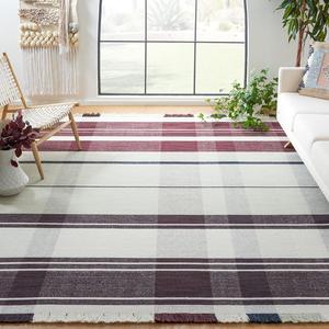 Ковер SAFAVIEH, 244 x 305 см, Striped Kilim Collection Ivory/Grey STK705A плоского плетения премиальная шерсть для гостиной столовой спальни