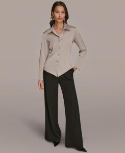 Укороченная блузка с длинными рукавами и заостренным низом Donna Karan New York, Vapor