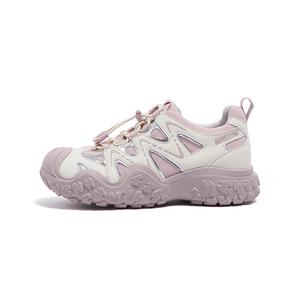 CAMEL Женские туристические ботинки низкие с амортизирующей подошвой устойчивые к истиранию для увеличения роста экрю-фиолетовые со скрытым каблуком, цвет Ecru/Purple (Hidden Wedge)