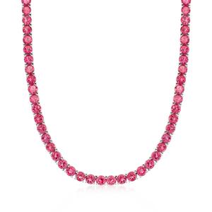 Теннисное ожерелье Ross-Simons с розовым топазом из стерлингового серебра Ross-Simons, 18 In