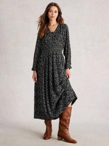 Платье-миди Edie с V-образным вырезом и принтом в виде листьев White Stuff