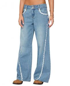 Алиша Лейси Джинсы с низкой посадкой, светлая потертость Edikted, синий