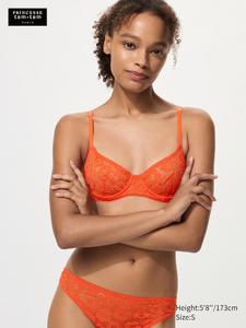 Бюстгальтер на косточках с плоским цветочным кружевом Uniqlo, 25 orange