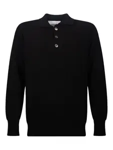 Свитер в рубчик на пуговицах Amaranto, черный