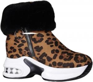 Зимние ботинки на толстой платформе, женские повседневные кроссовки на процесс, теплые ботильоны с меховой подкладкой и противоскользящей подошвой Generic, Brown