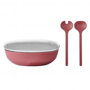 Салатница Сервировочная миска с крышкой и комплектом салатных приборов Silueta 4000 мл Mepal, Vivid Mauve