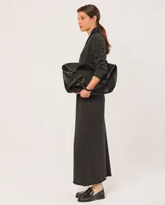 Платье с длинными рукавами и V-образным вырезом Indi & Cold, темно-серый