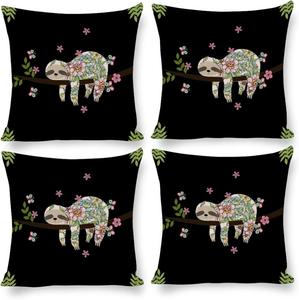 Kazynee Комплект постельного белья с мультяшными ленивцами и цветочным декором