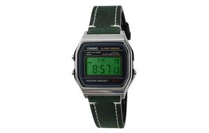 CASIO Мужские часы Retrofit Series с кварцевым механизмом и ремешком из натуральной кожи, черный циферблат