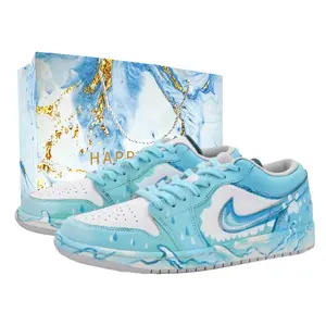 Jordan Баскетбольные кроссовки Air 1 с низким верхом, износостойкие, винтажные, унисекс, синие