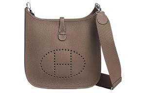 Сумка кроссбоди Evelyne Clemence из телячьей кожи через плечо унисекс 18 Etoup слоновая серая HERMES