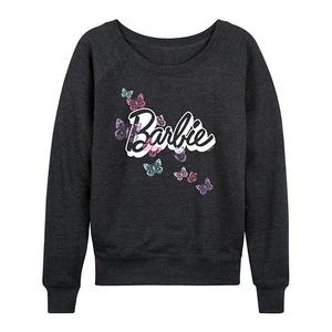 Футболка с длинным рукавом French Terry с логотипом-бабочкой Plus Size Barbie, Heather Charcoal