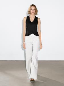 Футболка из мерсеризованного хлопка с V-образным вырезом Massimo Dutti, черный