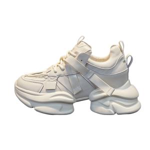 The mystery of glamour Кроссовки женские на массивной подошве с амортизацией и низким верхом из бежевой кожи, цвет Beige Leather Upper