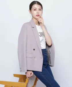 Базовый двубортный пиджак из саржи Jill By Jill Stuart, цвет Mocha