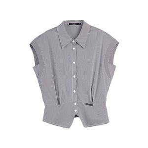 ELLE Рубашка женская черно-белая с острым воротником