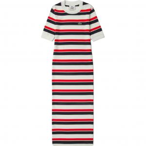 Женское платье с коротким рукавом LACOSTE, белый/темно-синий/красный