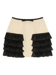 Юбка из твида с плиссированными рюшами VALENTINO GARAVANI, нейтральный