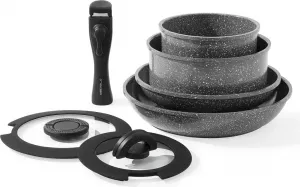 Набор посуды для индукционной плиты из 7 предметов, штабелируемый, антипригарное покрытие, серый Markenlos
