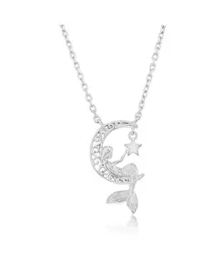 Серебряное ожерелье с подвеской в виде полумесяца, русалки и звезды Simona, silver