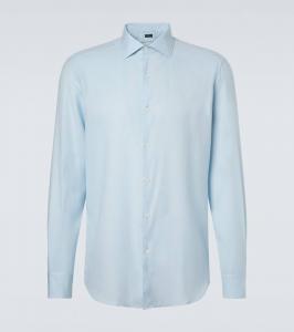 Хлопковая рубашка с кашемиром Zegna, Light Blue