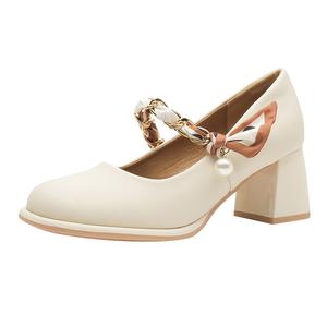 Zomila Туфли Мэри Джейн на массивном каблуке 6 см женские экрю, цвет Ecru