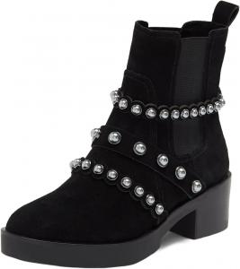 Женские ботильоны YDN с заклепками, круглым носком и шнуровкой, ботинки в стиле милитари на среднем каблуке, на платформе, с удобной посадкой, для вечеринок, шопинга и свиданий, размеры US 4-16, Black