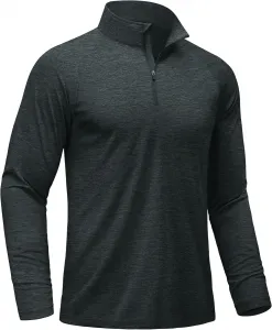 Мужская футболка с длинным рукавом и молнией на четверть, легкая и дышащая, для бега, гольфа и тренировок MAGCOMSEN