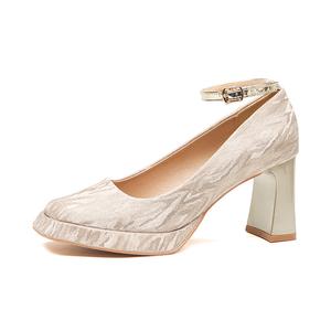HKCP Женские туфли на платформе с массивным каблуком шампань, цвет Champagne